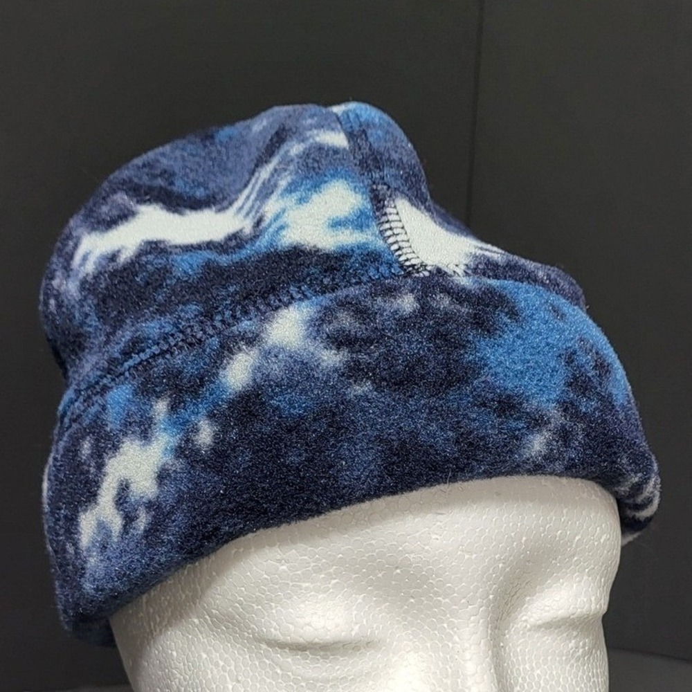 Kids L.L.Bean Polartec Classic‎ 200 Fleece Beanie Hat Blue Tie Dye